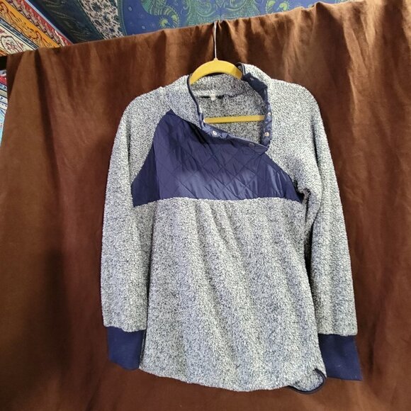 Forever 21 fuzzy two tones of blue side button up pull over sweatshirt - Picture 5 of 5